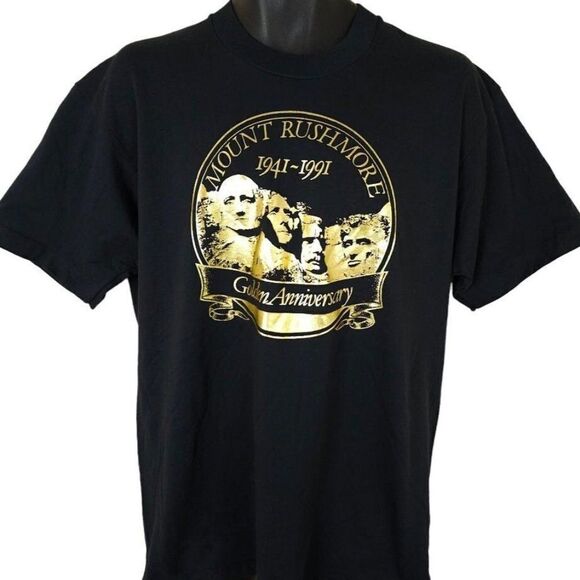 Mt Rushmore T Shirt Mens Size Large Vintage 90s Golden Anniversary Made In USA - Picture 1 of 6